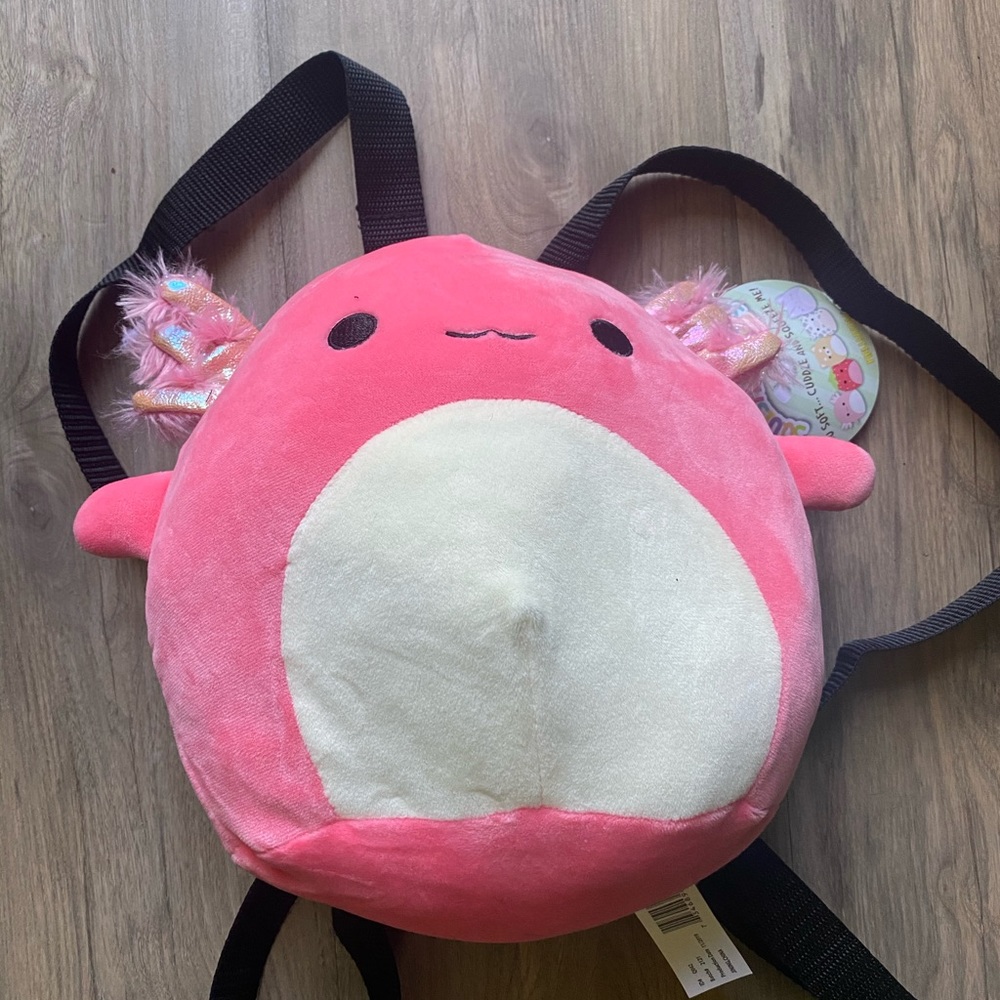 Squishmallows pink axotlol plush backpack